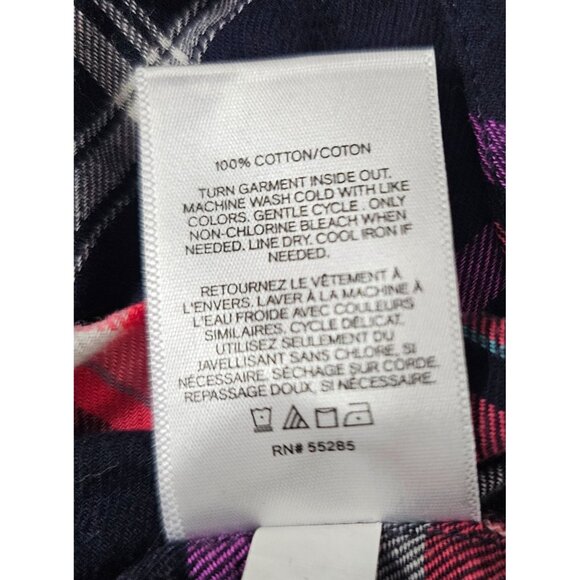 Express Women's Plaid Lace-Up Front Corseted Flannel Black/Pink Sz L Goth - Picture 7 of 10